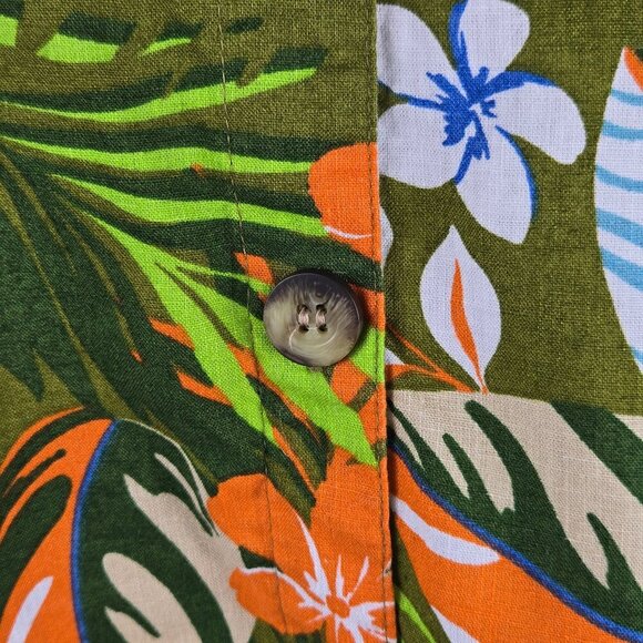 Emily Daniels Size Large Colorful Floral Greenery Print Blouse V-neck Button Up - Picture 3 of 12